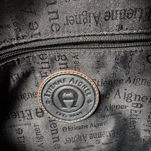 VTG ETIENNE AIGNER Black Leather Double Flap Fold Top Buckle Straps Shoulder Bag - Picture 13 of 15